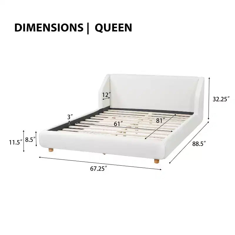 Struttura letto imbottita con testiera ad ali, Queen/King, 2 persone