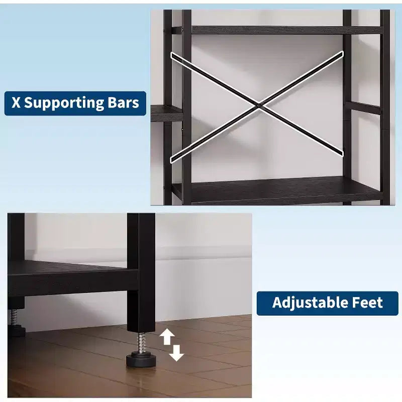 Libreria ad Arco, 11 Ripiani Aperti, Struttura in Metallo e Legno, Nero/Marrone/Bianco